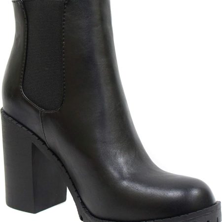 Soda Glove - Ankle Boot w/Lug Sole Elastic Gore and Chunky Heel - Image 4